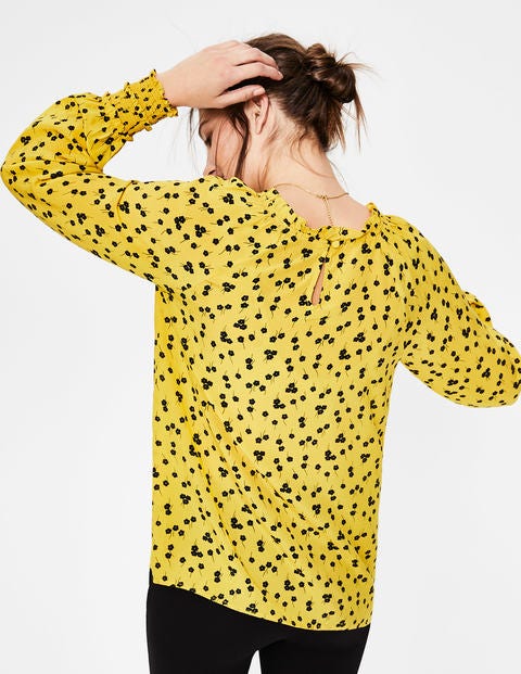 Sadie Silk Top - English Mustard, Blossom Small Sadie Silk Top - English Mustard, Blossom Small