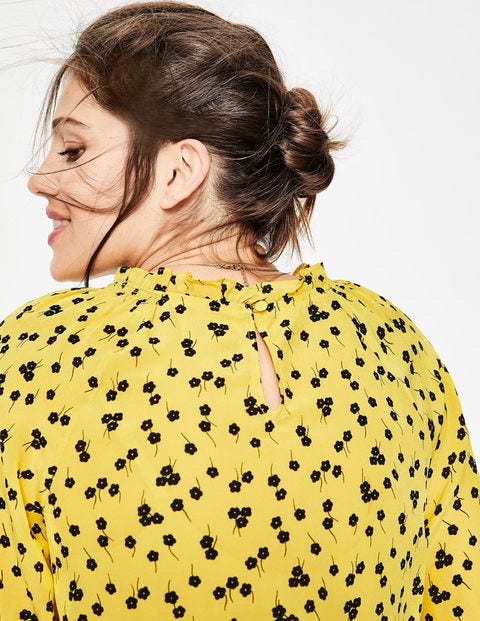 Sadie Silk Top - English Mustard, Blossom Small Sadie Silk Top - English Mustard, Blossom Small