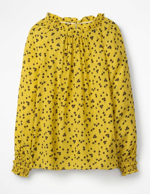 Sadie Silk Top - English Mustard, Blossom Small Sadie Silk Top - English Mustard, Blossom Small