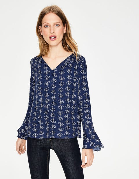 Victoria Top - Navy and Ivory, Climbing Vine Victoria Top - Navy and Ivory, Climbing Vine