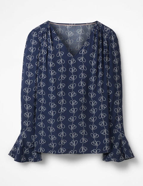 Victoria Top - Navy and Ivory, Climbing Vine Victoria Top - Navy and Ivory, Climbing Vine