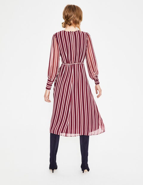 Alba Midikleid - Glühweinrot/Milchshake, Gestreift Alba Midikleid - Glühweinrot/Milchshake, Gestreift