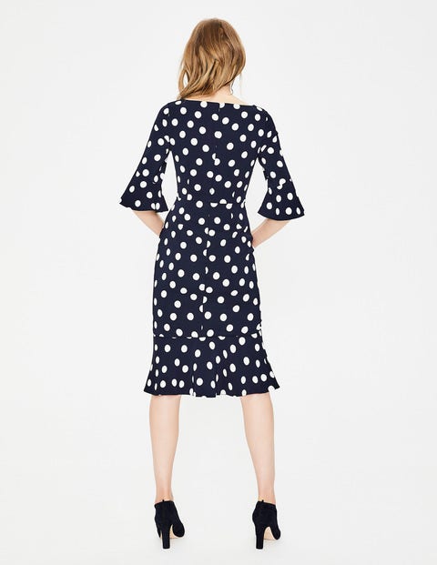 Robe Crayon Virevoltante - Pois indisciplinés bleu marine Robe Crayon Virevoltante - Pois indisciplinés bleu marine