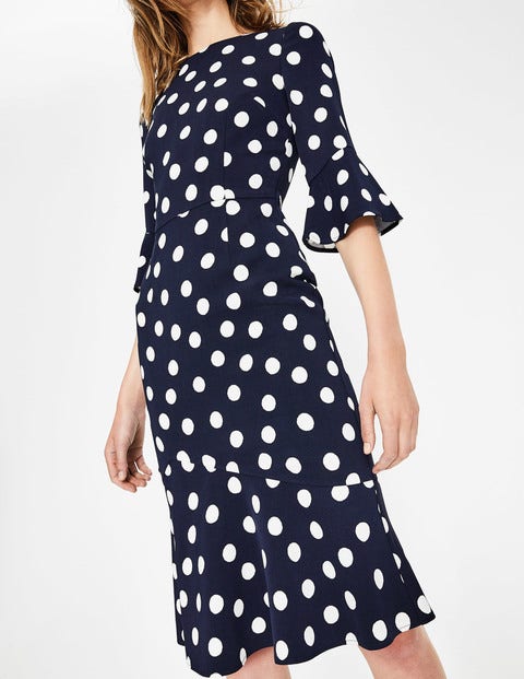 Robe Crayon Virevoltante - Pois indisciplinés bleu marine Robe Crayon Virevoltante - Pois indisciplinés bleu marine