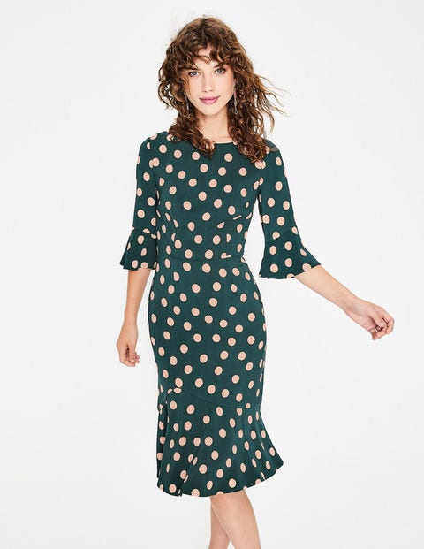 Flippy Pencil Dress - Seaweed Scattered Spot Flippy Pencil Dress - Seaweed Scattered Spot