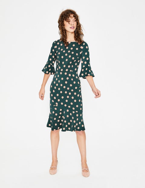 Flippy Pencil Dress - Seaweed Scattered Spot Flippy Pencil Dress - Seaweed Scattered Spot
