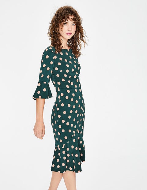Flippy Pencil Dress - Seaweed Scattered Spot Flippy Pencil Dress - Seaweed Scattered Spot