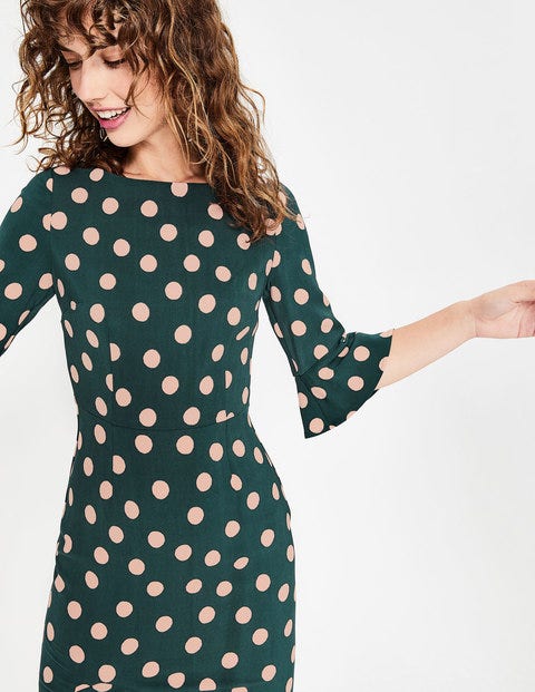 Flippy Pencil Dress - Seaweed Scattered Spot Flippy Pencil Dress - Seaweed Scattered Spot