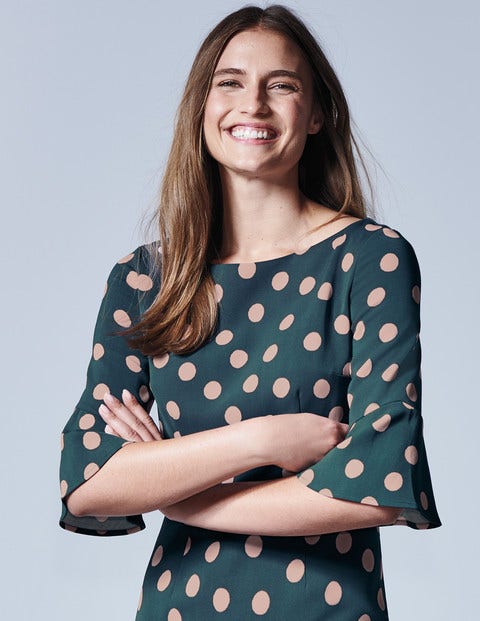 Flippy Pencil Dress - Seaweed Scattered Spot Flippy Pencil Dress - Seaweed Scattered Spot