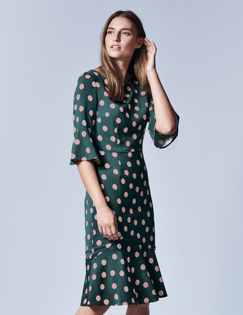 Flippy Pencil Dress - Seaweed Scattered Spot Flippy Pencil Dress - Seaweed Scattered Spot