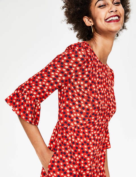 Hyacinth Dress - Post Box Red Scattered Stars Hyacinth Dress - Post Box Red Scattered Stars
