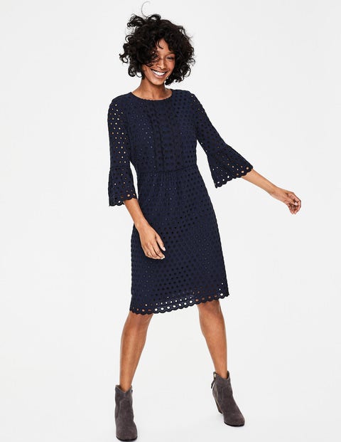 Scallop Broderie Dress - French Navy Scallop Broderie Dress - French Navy