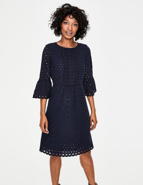 Scallop Broderie Dress - French Navy Scallop Broderie Dress - French Navy