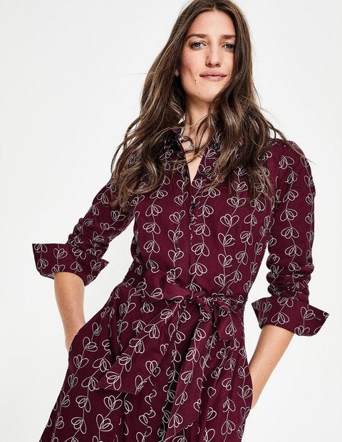 Roseland Shirt Dress - Mulled Wine Climbing Vine Roseland Shirt Dress - Mulled Wine Climbing Vine