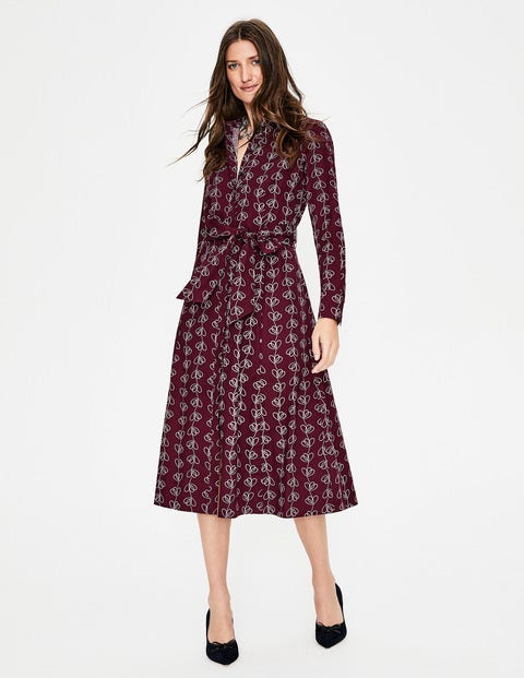 Roseland Shirt Dress - Mulled Wine Climbing Vine Roseland Shirt Dress - Mulled Wine Climbing Vine