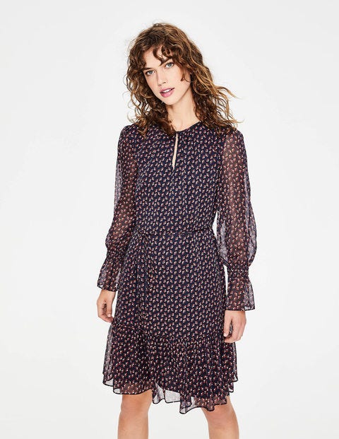 Libby Kleid - Navy/Kastanienbraun, Geomuster Libby Kleid - Navy/Kastanienbraun, Geomuster