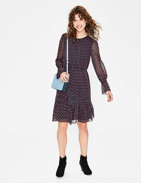 Libby Kleid - Navy/Kastanienbraun, Geomuster Libby Kleid - Navy/Kastanienbraun, Geomuster