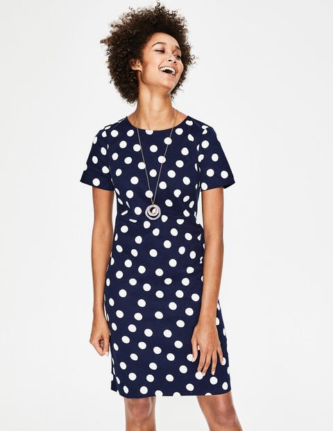Easy Shift Dress - Navy and Ivory Scattered Spot Easy Shift Dress - Navy and Ivory Scattered Spot