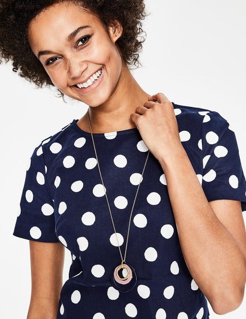 Easy Shift Dress - Navy and Ivory Scattered Spot Easy Shift Dress - Navy and Ivory Scattered Spot
