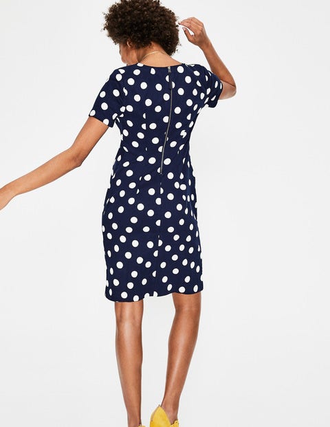 Easy Shift Dress - Navy and Ivory Scattered Spot Easy Shift Dress - Navy and Ivory Scattered Spot