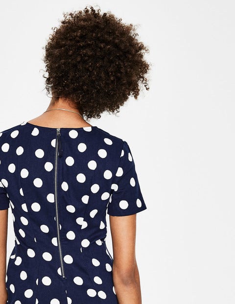 Easy Shift Dress - Navy and Ivory Scattered Spot Easy Shift Dress - Navy and Ivory Scattered Spot