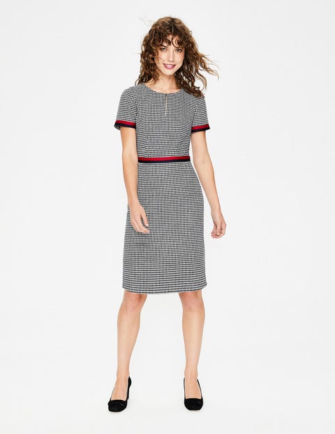 Adelaide Tweed Dress - Navy and Ivory Puppytooth Adelaide Tweed Dress - Navy and Ivory Puppytooth