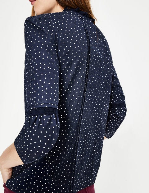 Lace Pintuck Top - Navy, Dotty Spot Lace Pintuck Top - Navy, Dotty Spot
