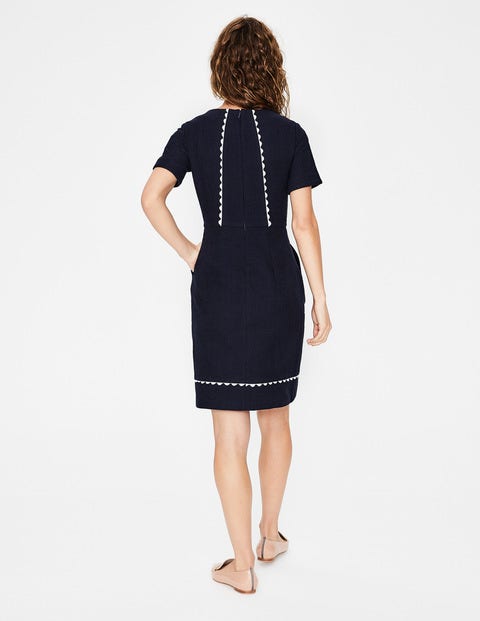 Strukturiertes Kleid Mit Muschelsaum - Navy Strukturiertes Kleid Mit Muschelsaum - Navy