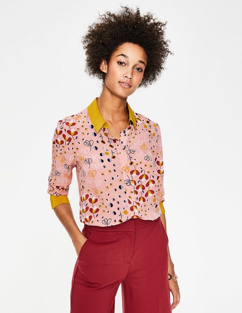 Silk Shirt - Milkshake, Meadow Silk Shirt - Milkshake, Meadow