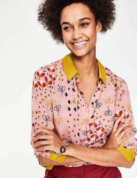 Silk Shirt - Milkshake, Meadow Silk Shirt - Milkshake, Meadow