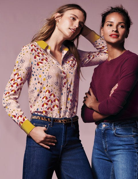 Silk Shirt - Milkshake, Meadow Silk Shirt - Milkshake, Meadow