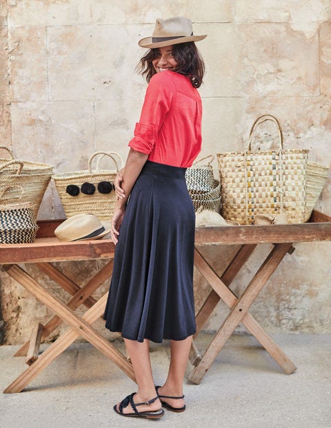 Jersey Midi Skirt - Navy Jersey Midi Skirt - Navy