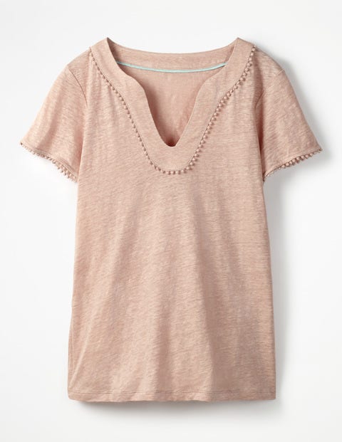 Linen Notch Neck Jersey Top - Milkshake Linen Notch Neck Jersey Top - Milkshake