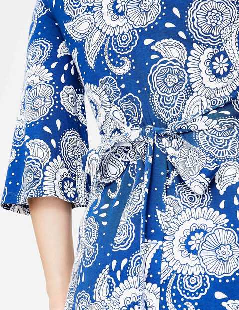 Louisa Jersey Dress - Riviera Blue Paisley Garden Louisa Jersey Dress - Riviera Blue Paisley Garden