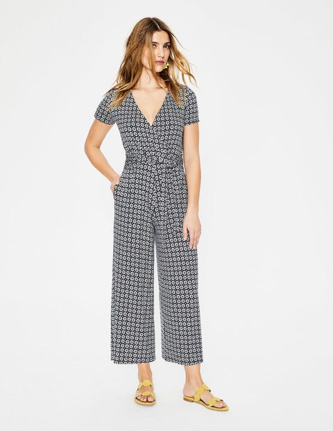 Ellen Jersey Jumpsuit - Navy Floral Vine Geo Ellen Jersey Jumpsuit - Navy Floral Vine Geo