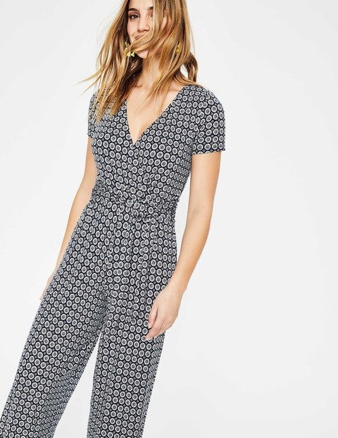 Ellen Jersey Jumpsuit - Navy Floral Vine Geo Ellen Jersey Jumpsuit - Navy Floral Vine Geo