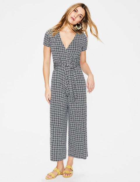Ellen Jersey Jumpsuit - Navy Floral Vine Geo Ellen Jersey Jumpsuit - Navy Floral Vine Geo