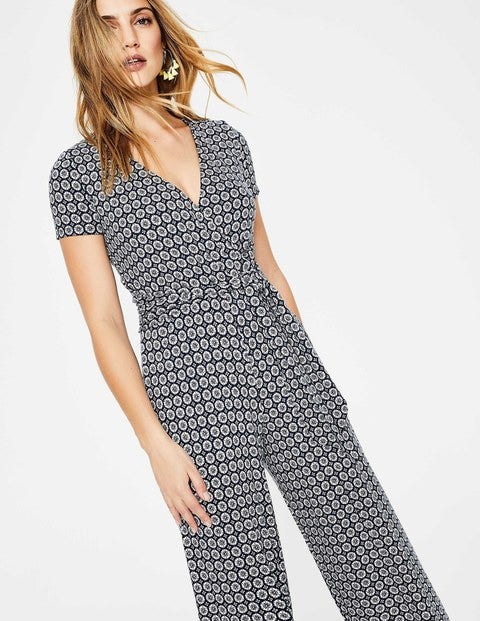 Ellen Jersey Jumpsuit - Navy Floral Vine Geo Ellen Jersey Jumpsuit - Navy Floral Vine Geo
