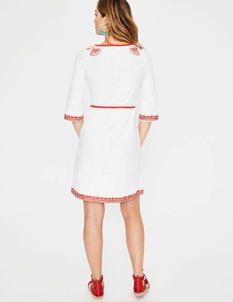 Clemmie Jersey Dress - Ivory/Blood Orange Clemmie Jersey Dress - Ivory/Blood Orange