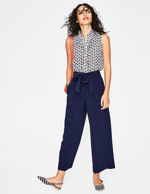 Rose Ruffle Shirt - Navy, Mini Stylised Flower Rose Ruffle Shirt - Navy, Mini Stylised Flower