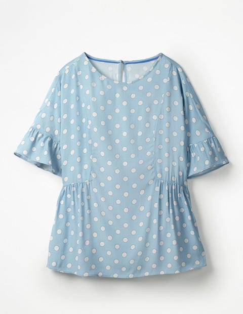Caroline Top - Ice Grey, Polka Hoops Small Caroline Top - Ice Grey, Polka Hoops Small