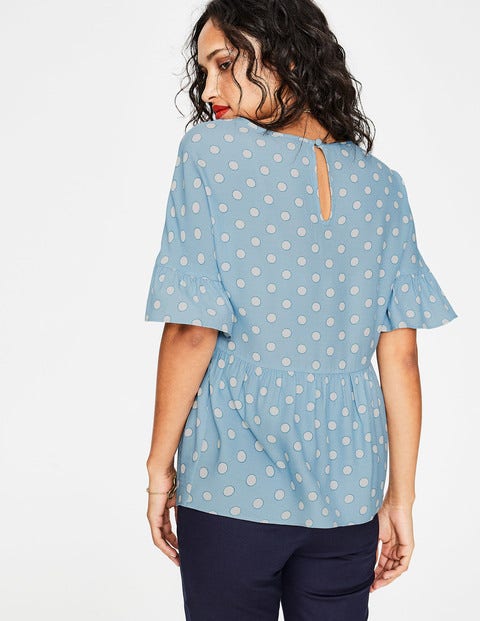 Caroline Top - Ice Grey, Polka Hoops Small Caroline Top - Ice Grey, Polka Hoops Small