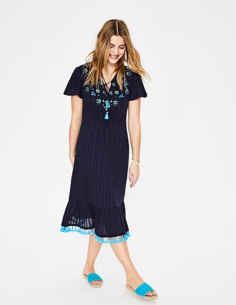 Evelyn Embroidered Dress - Navy Evelyn Embroidered Dress - Navy