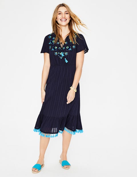 Evelyn Embroidered Dress - Navy Evelyn Embroidered Dress - Navy