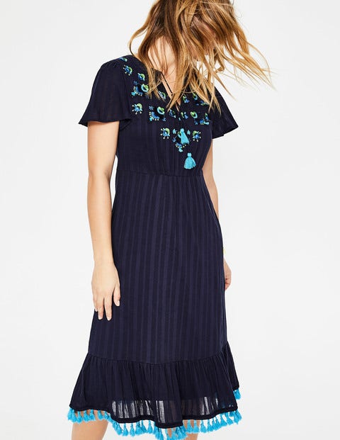 Evelyn Embroidered Dress - Navy Evelyn Embroidered Dress - Navy