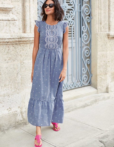 Lucinda Broderie Dress - Chambray with Ivory Embroidery Lucinda Broderie Dress - Chambray with Ivory Embroidery