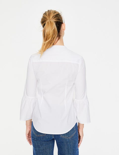 Embroidered Bell Sleeve Shirt - White Embroidered Bell Sleeve Shirt - White