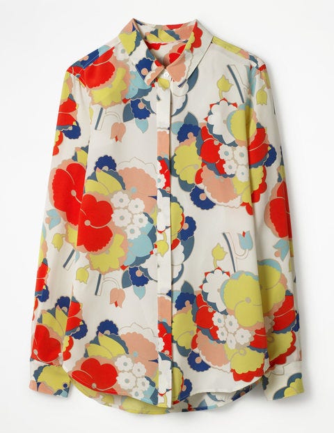 Silk Shirt - Ivory Blooming Bouquet Silk Shirt - Ivory Blooming Bouquet