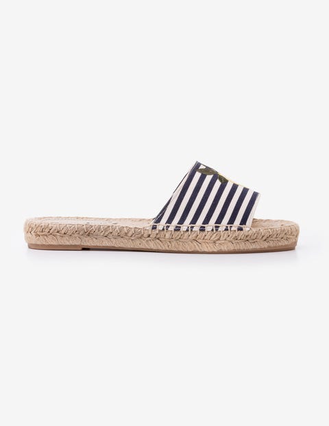 Corrie Espadrille Slides - Navy and Ivory Stripe Corrie Espadrille Slides - Navy and Ivory Stripe