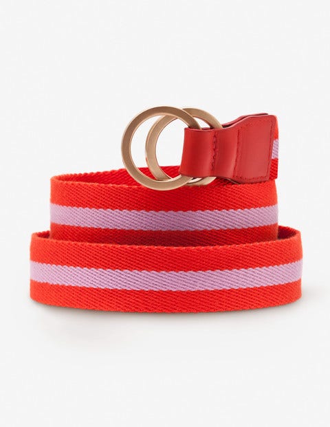 Webbing Belt - Red Pop and Rosebay Stripe Webbing Belt - Red Pop and Rosebay Stripe